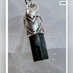 Silver Sage Raw Black Tourmaline Sterling Silver Talisman